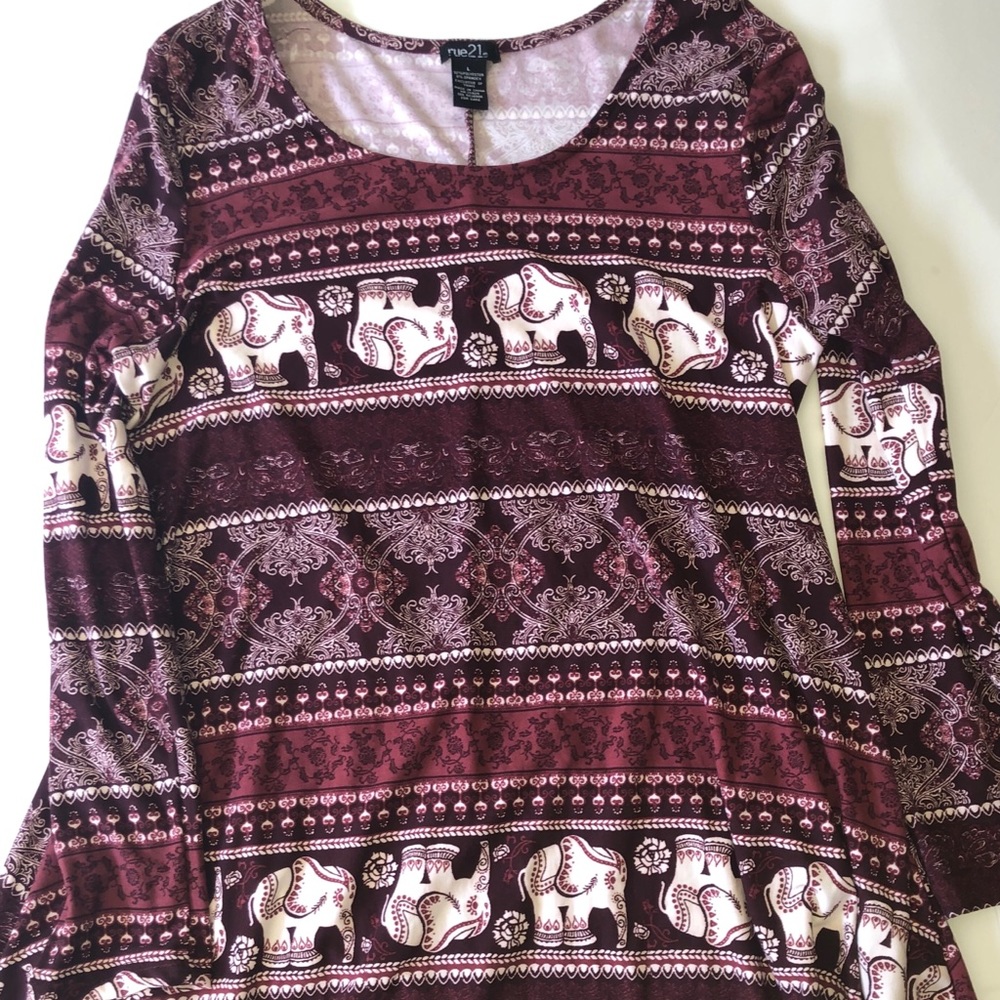 Long sleeve mini dress.